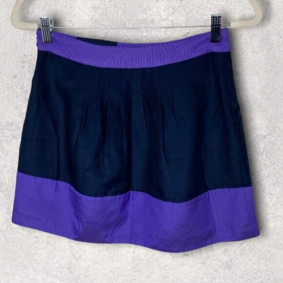 Ted Baker Silk‎ Purple Colour Block Mini Skirt Elbert Navy Blue Size XS or TB 1 - Picture 3 of 12